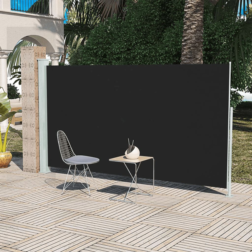 vidaXL Toldo lateral retráctil de jardín negro160x300 cm