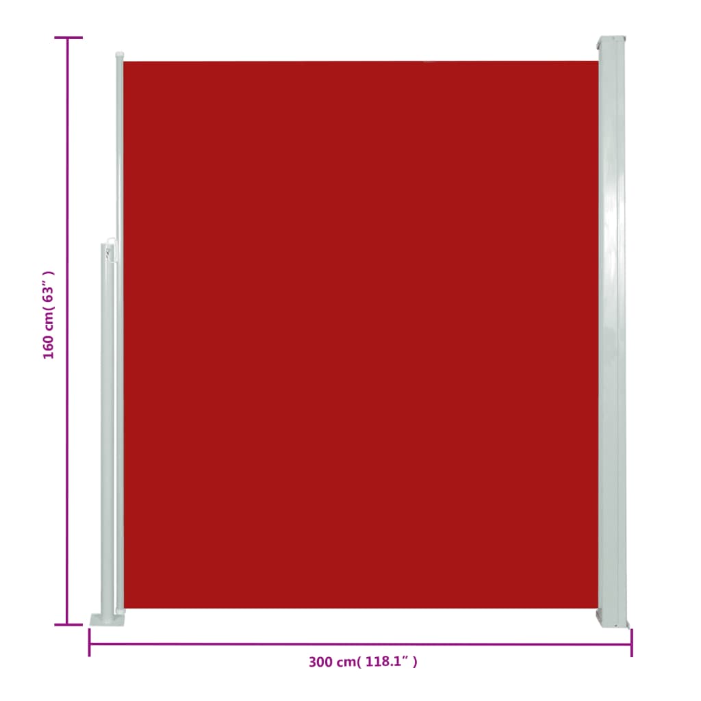 vidaXL Toldo lateral retráctil de jardín rojo 160x300 cm