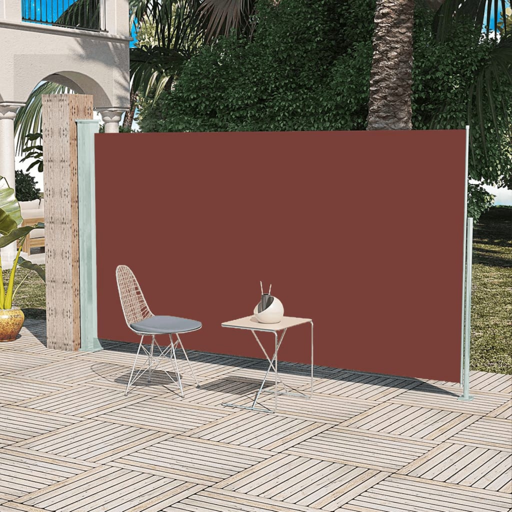 vidaXL Toldo lateral retráctil de jardín marrón 160x300 cm