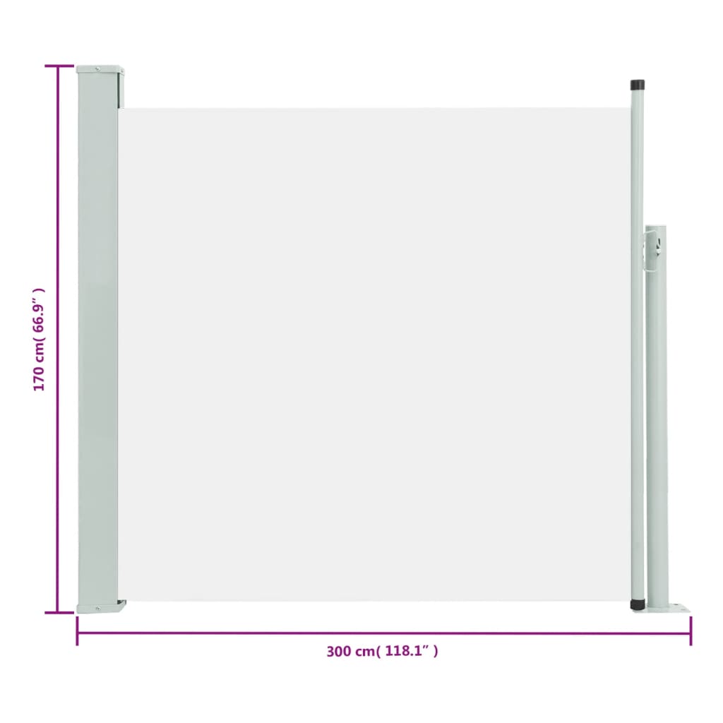 vidaXL Toldo lateral retráctil de jardín color crema 170x300 cm