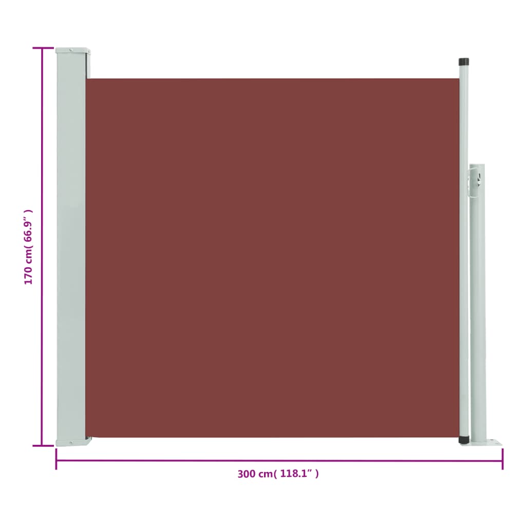 vidaXL Toldo lateral retráctil de jardín marrón 170x300 cm