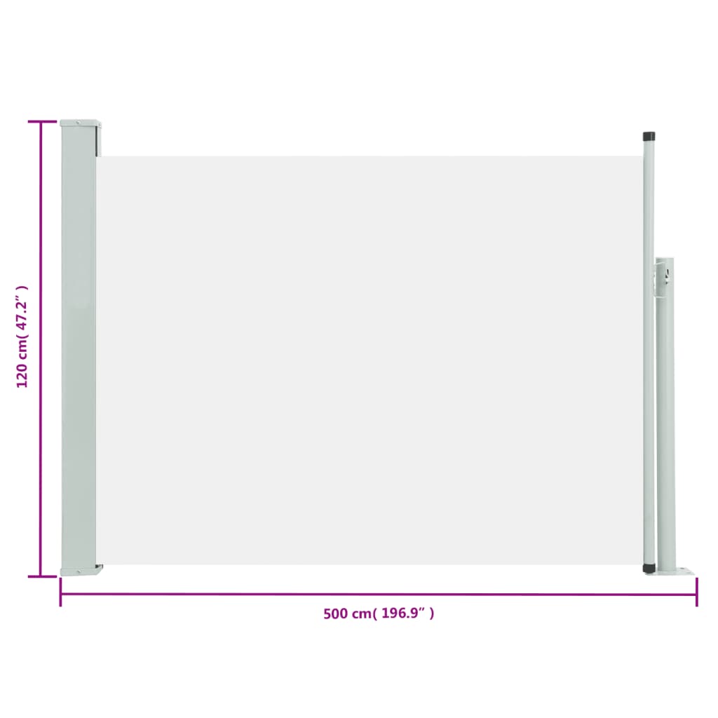 vidaXL Toldo lateral retráctil para patio crema 117x500 cm