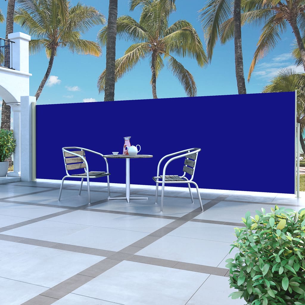 vidaXL Toldo lateral retráctil para patio azul 160x500 cm