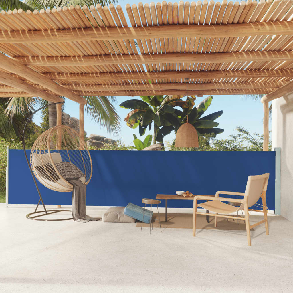 vidaXL Toldo lateral retráctil de jardín azul 117x600 cm