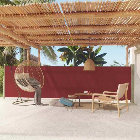 vidaXL Toldo lateral retráctil para patio rojo 140x600 cm