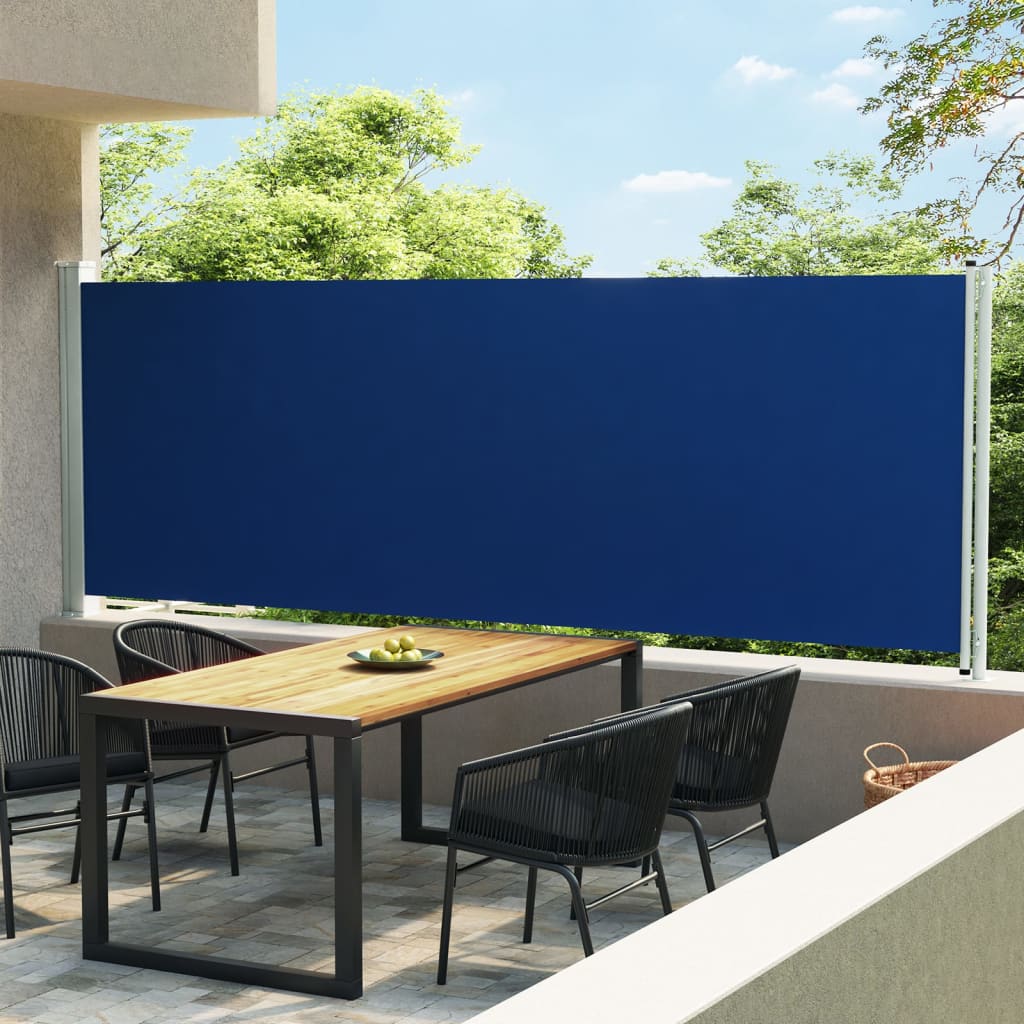 vidaXL Toldo lateral retráctil de jardín azul 160x600 cm