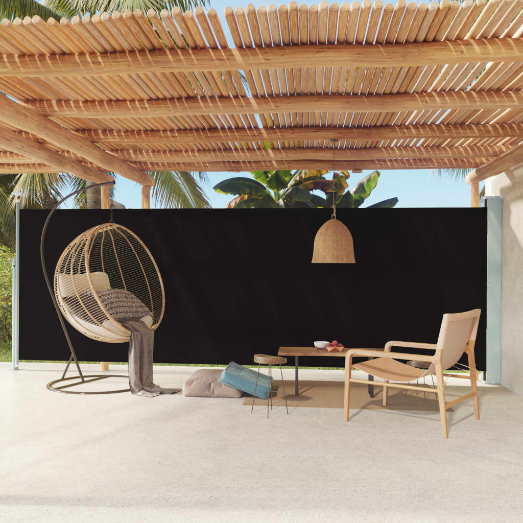 vidaXL Toldo lateral retráctil de jardín negro 180x600 cm