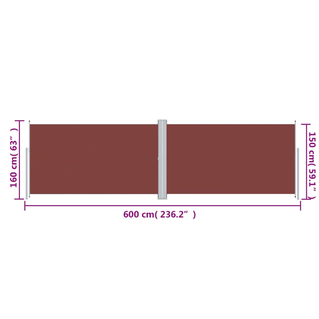 vidaXL Toldo lateral retráctil marrón 160x600 cm