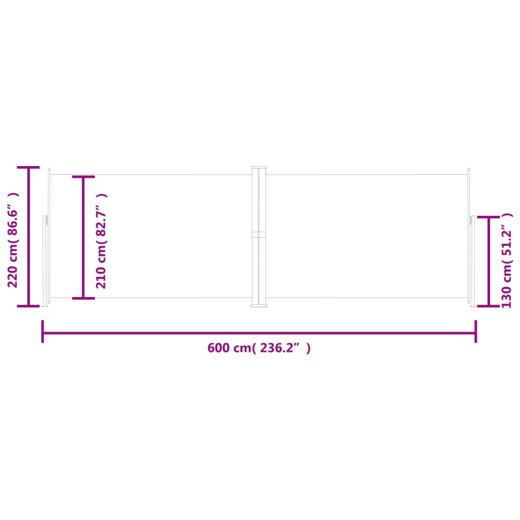 vidaXL Toldo lateral retráctil negro 220x600 cm