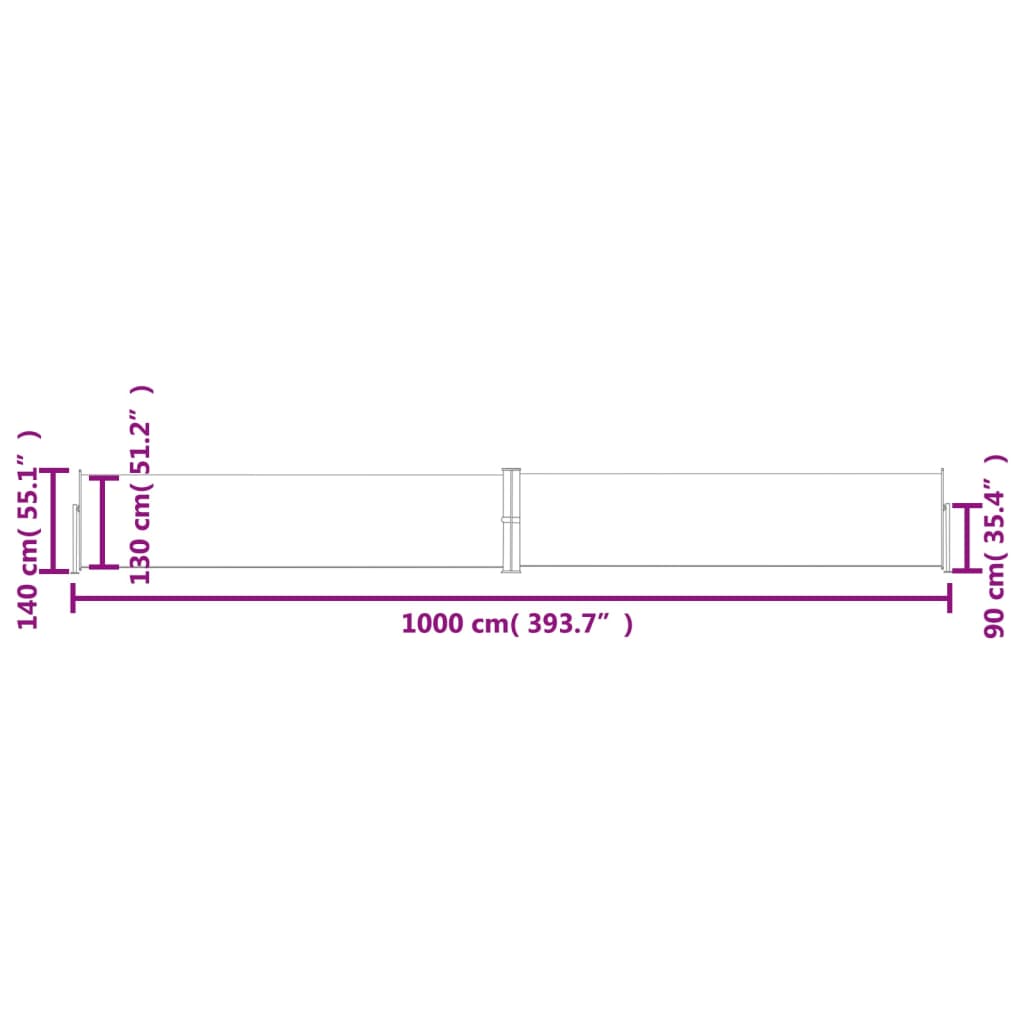 vidaXL Toldo lateral retráctil negro 140x1000 cm