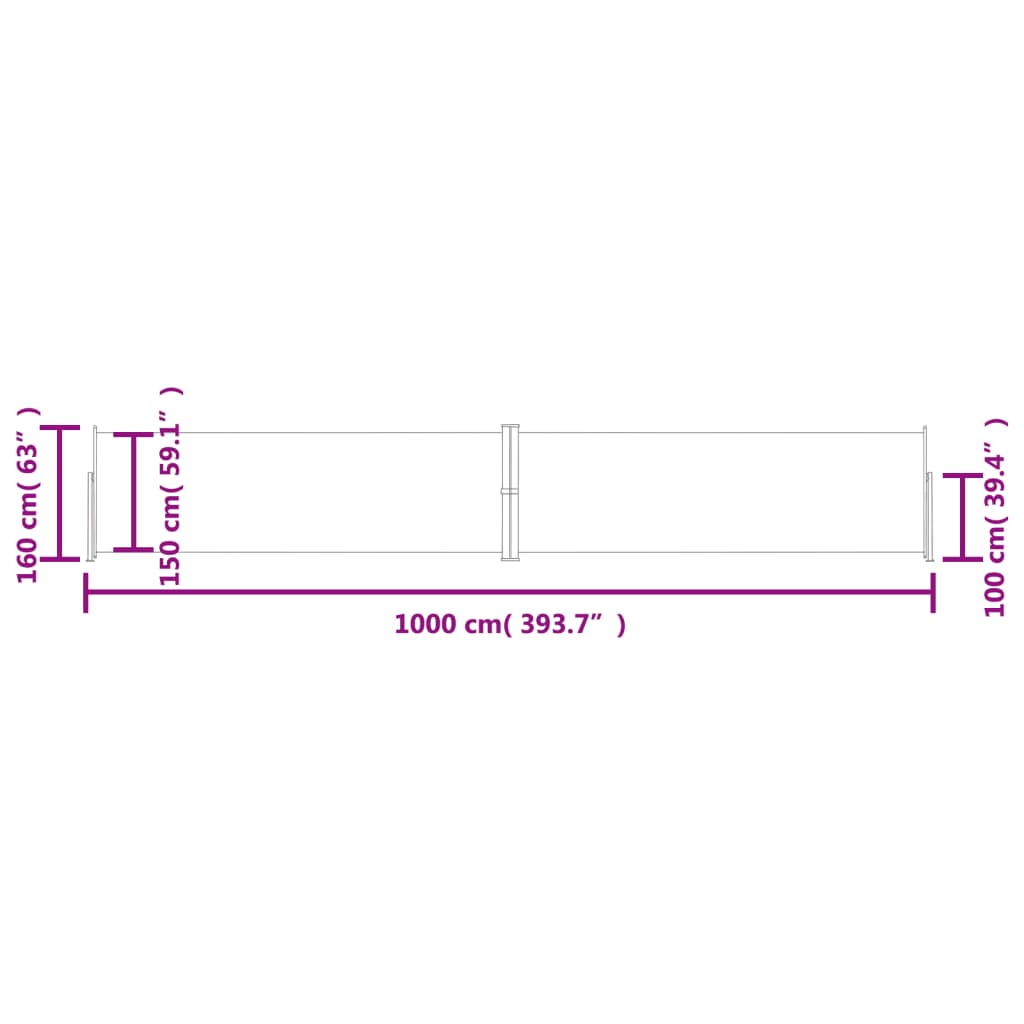 vidaXL Toldo lateral retráctil crema 160x1000 cm