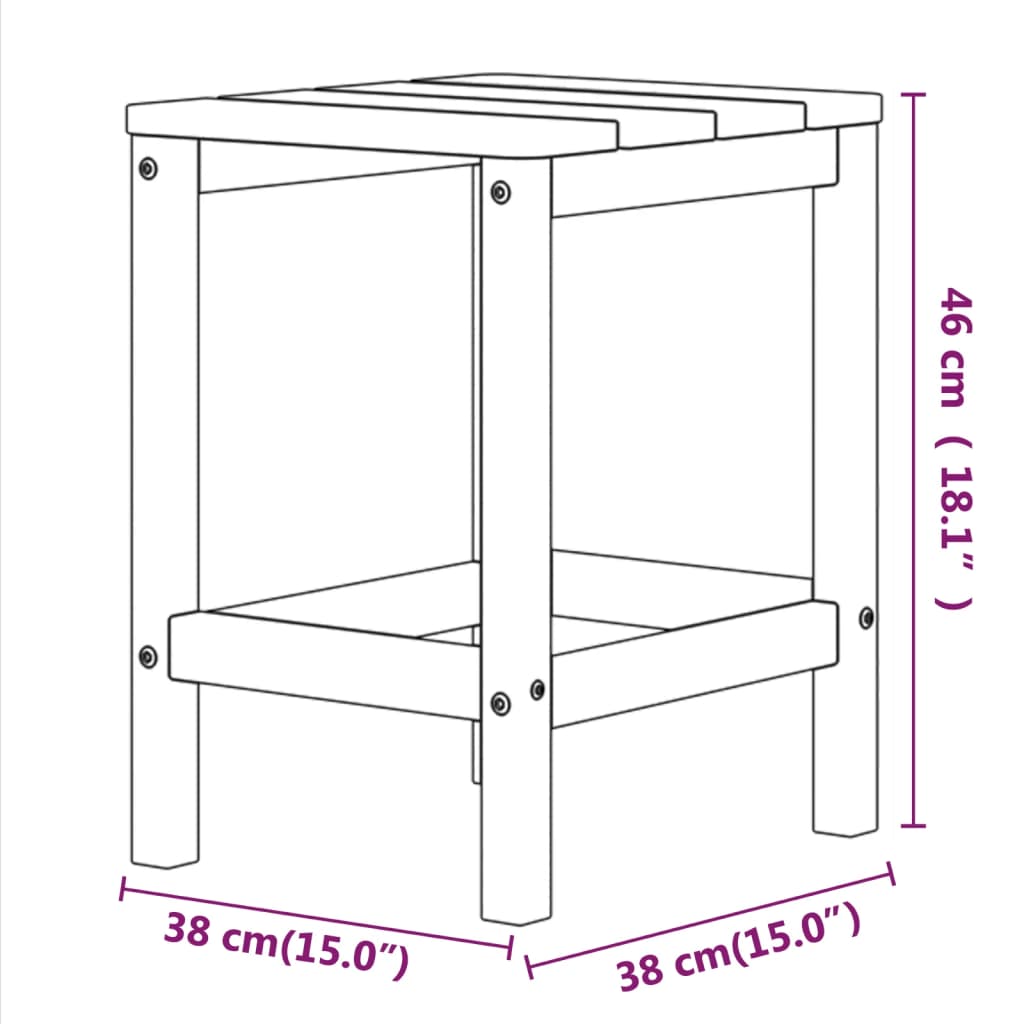 vidaXL Mesa de jardín Adirondack HDPE marrón 38x38x46 cm