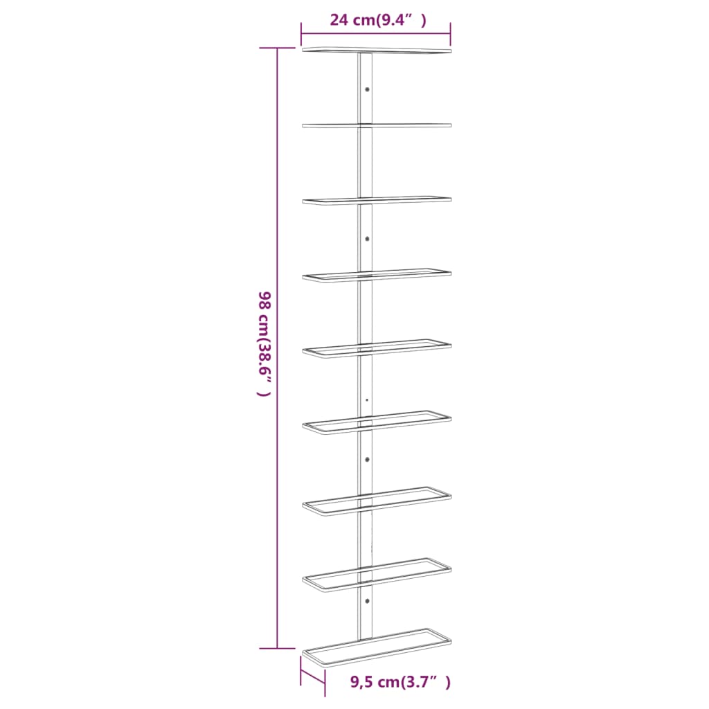 vidaXL Botellero de pared para 9 botellas 2 unidades hierro dorado