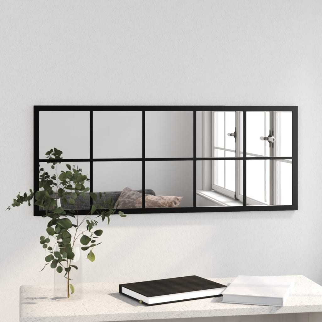 vidaXL Espejo de pared metal negro 100x40 cm