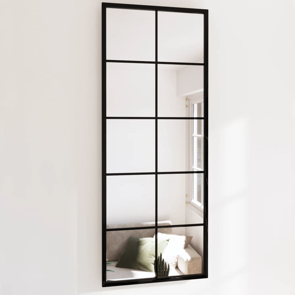 vidaXL Espejo de pared metal negro 100x40 cm