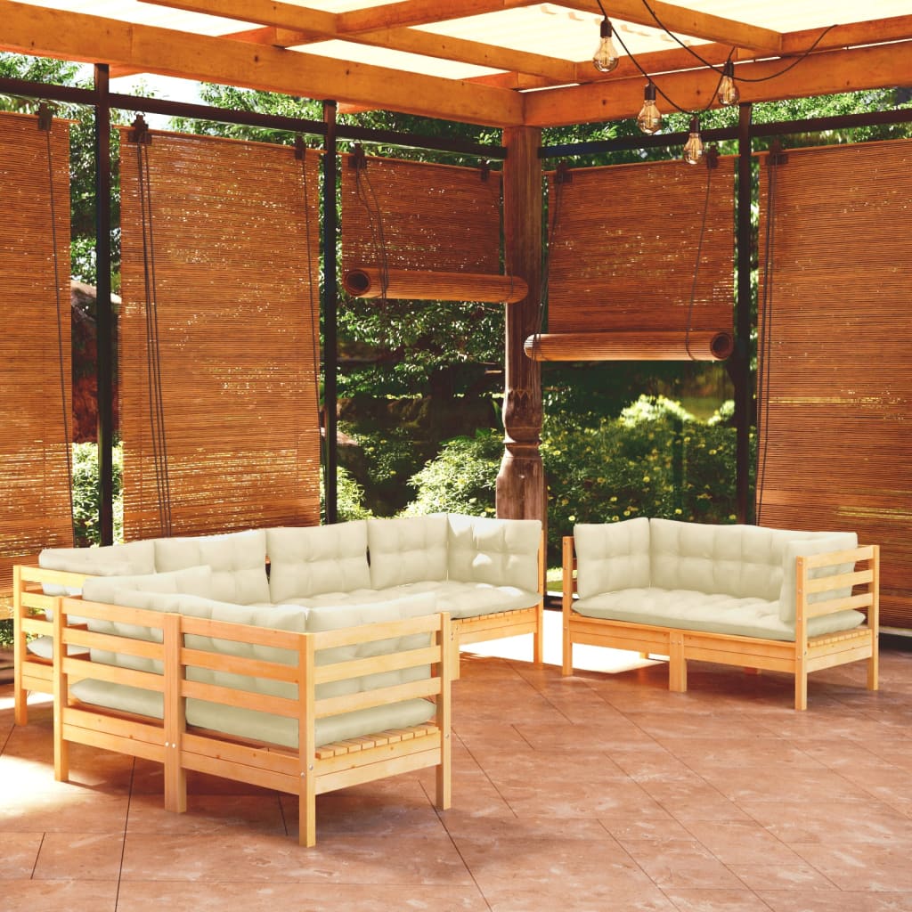 vidaXL Muebles de jardín 8 piezas cojines madera maciza de pino