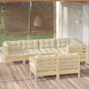 vidaXL Muebles de jardín 8 pzas y cojines madera maciza de pino crema