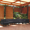 vidaXL Muebles de jardín 8 pzas y cojines negro madera maciza de pino