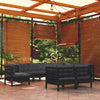 vidaXL Muebles de jardín 9 pzas y cojines negro madera maciza de pino