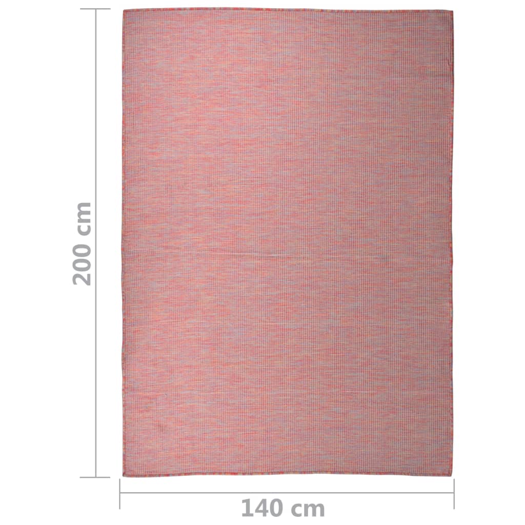 vidaXL Alfombra de exterior de tejido plano rojo 140x200 cm