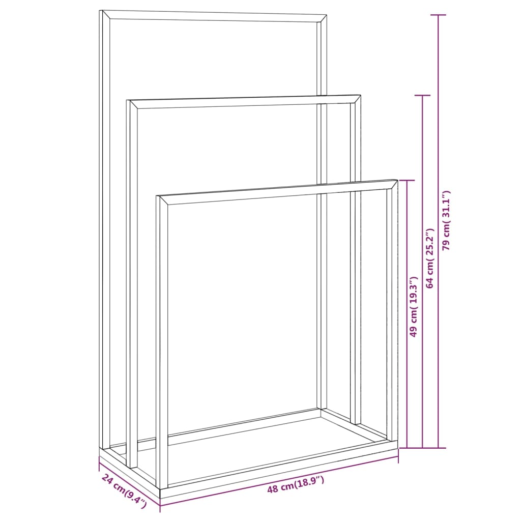 vidaXL Toallero de pie de hierro negro 48x24x79 cm