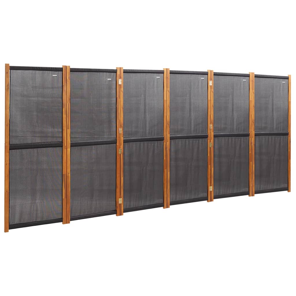 vidaXL Biombo divisor de 6 paneles negro 420x180 cm