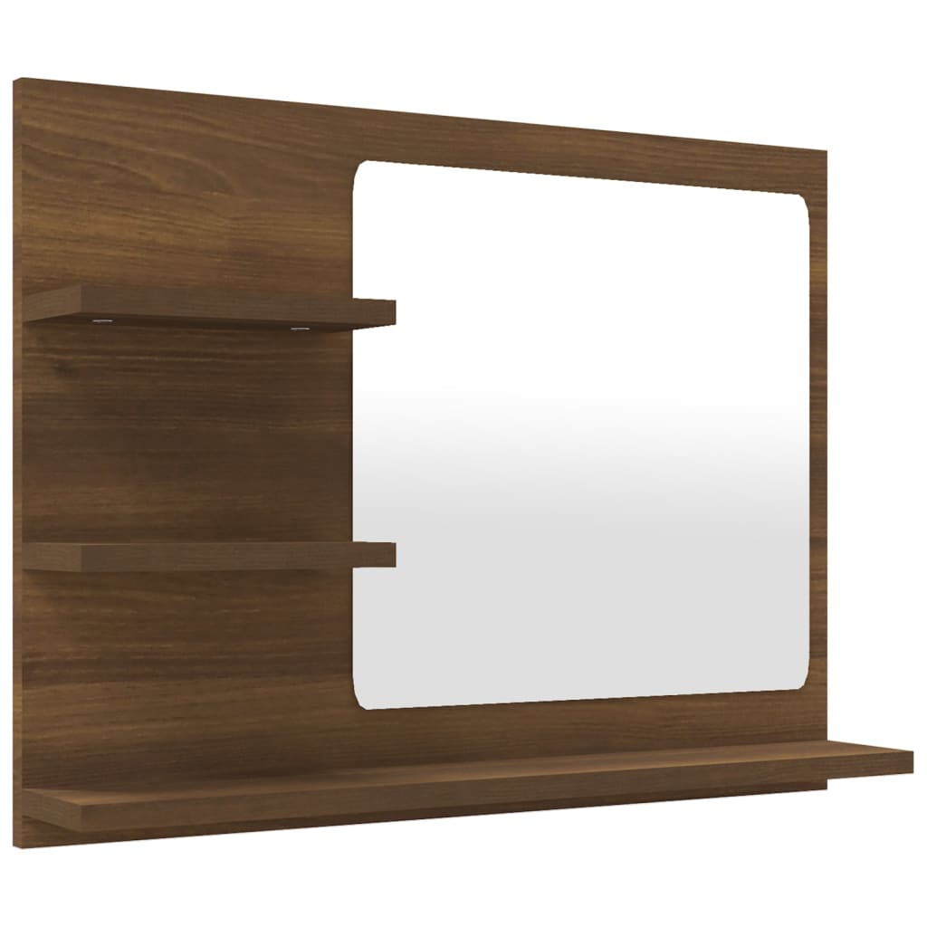 vidaXL Espejo de baño madera contrachapada marrón roble 60x10,5x45 cm