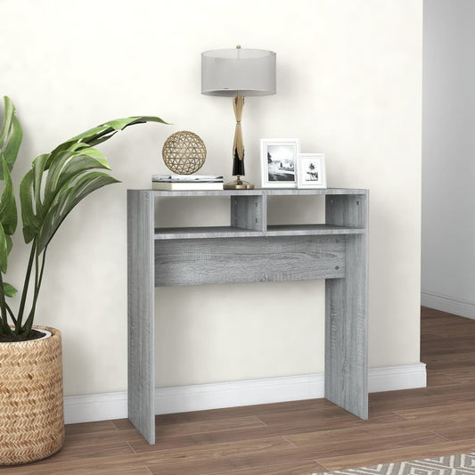 vidaXL Mesa consola madera contrachapada gris Sonoma 78x30x80 cm