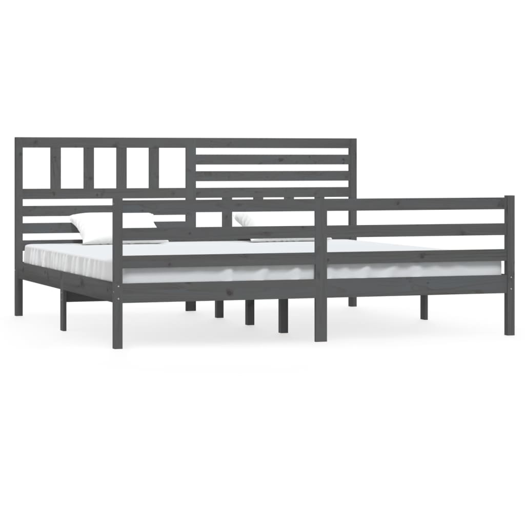 vidaXL Estructura de cama de madera maciza gris 200x200 cm