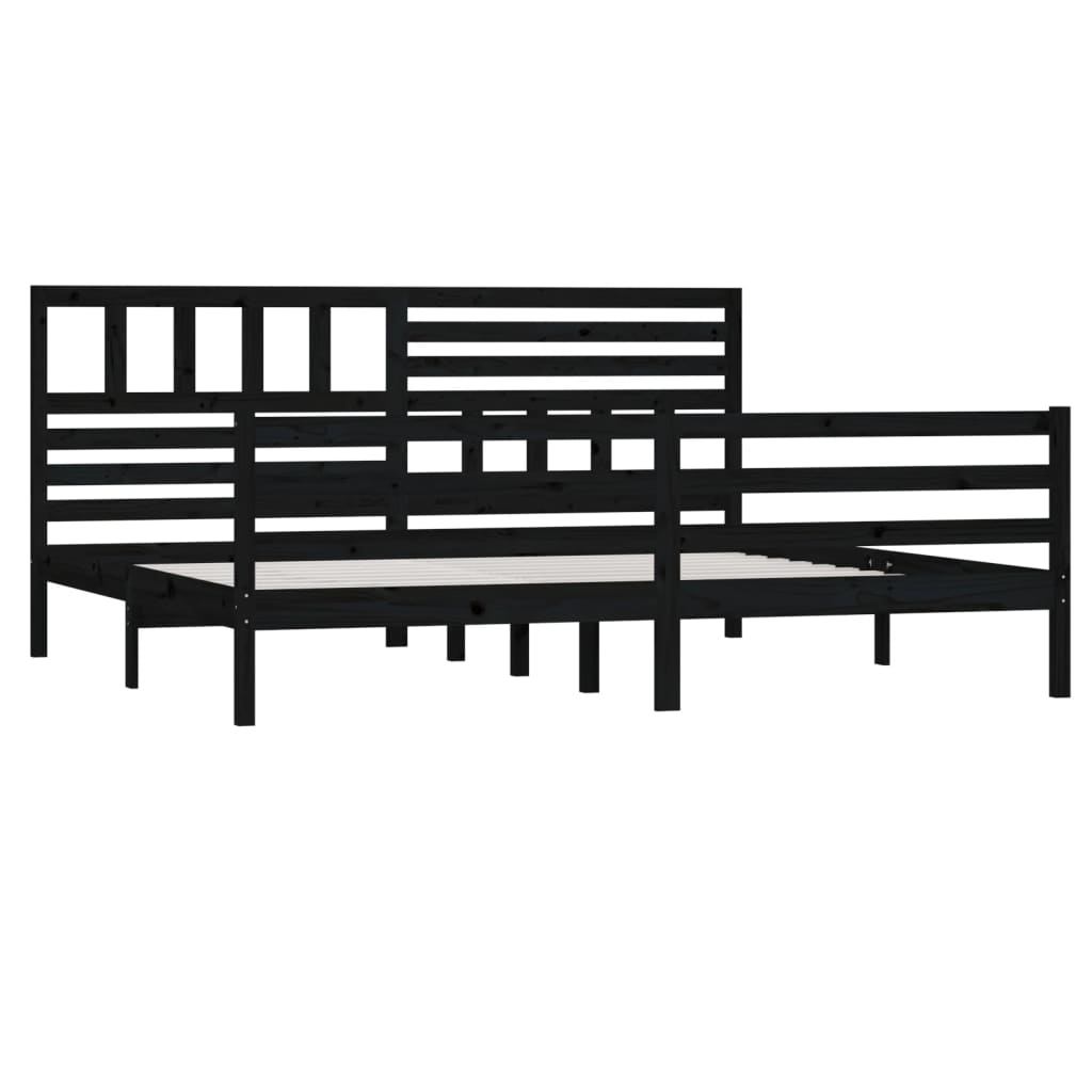 vidaXL Estructura de cama de madera maciza negro 200x200 cm