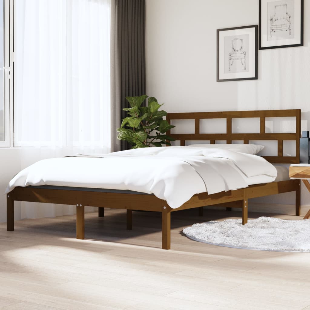 vidaXL Estructura de cama madera maciza marrón 120x190 cm