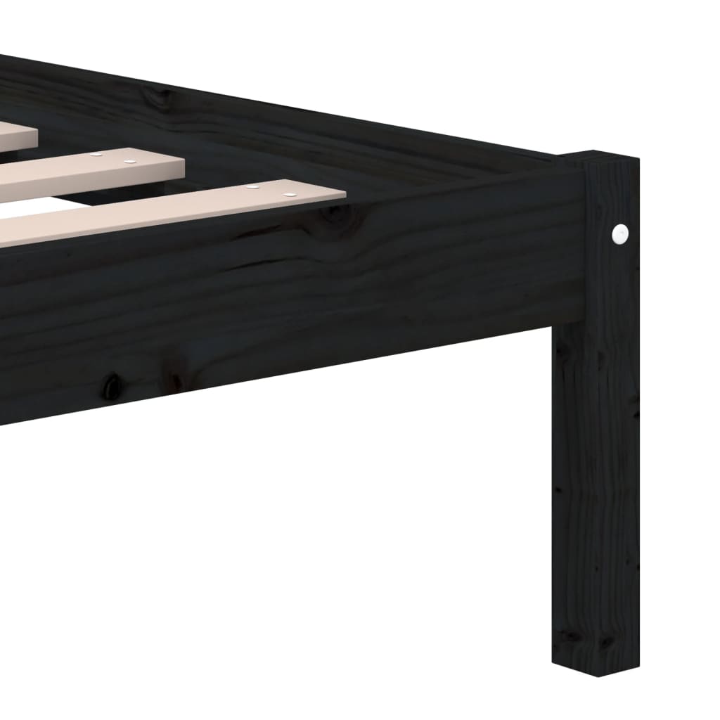 vidaXL Estructura de cama madera maciza negro 120x190 cm
