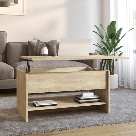 vidaXL Mesa de centro madera contrachapada roble Sonoma 80x50x40 cm