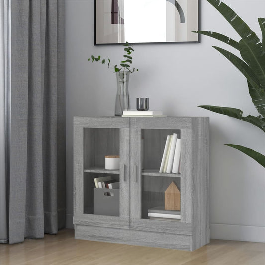 vidaXL Vitrina de madera contrachapada gris sonoma 82,5x30,5x80 cm