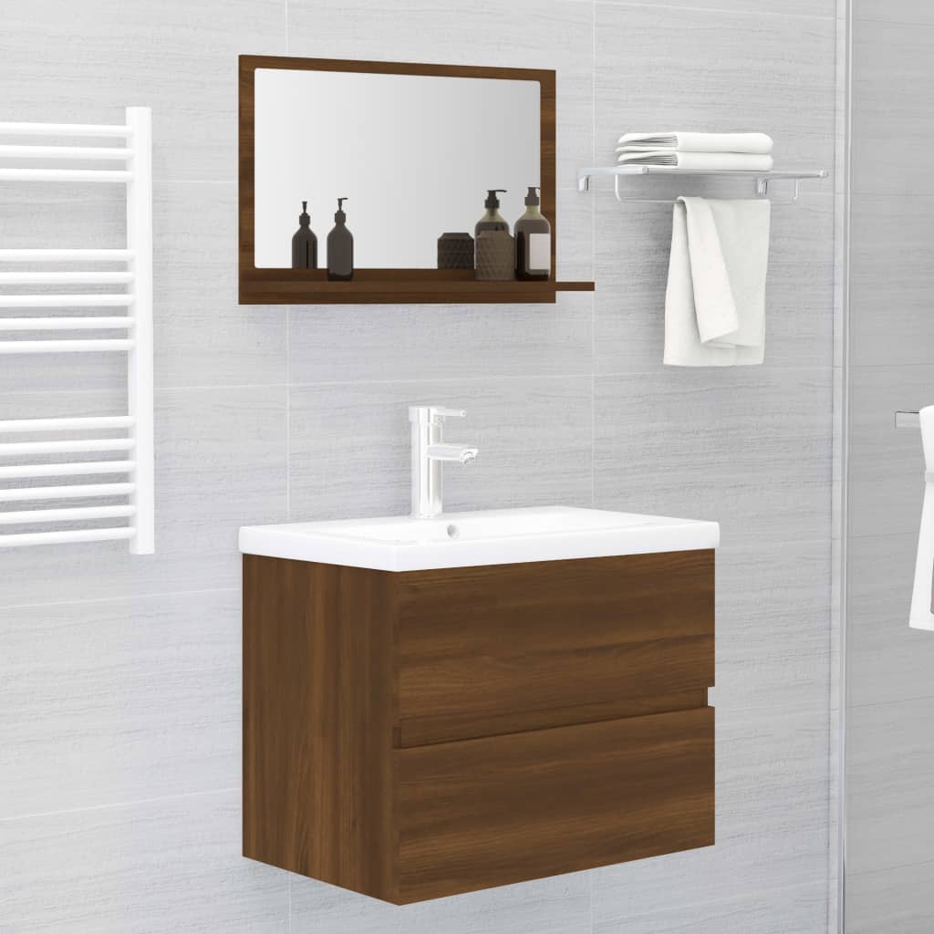 vidaXL Espejo de baño madera contrachapada marrón roble 60x10,5x37 cm