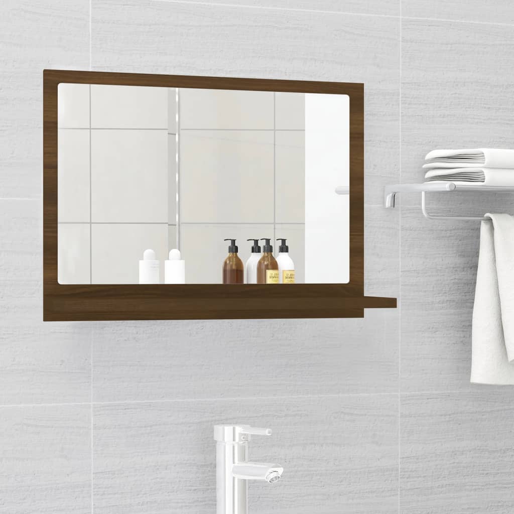 vidaXL Espejo de baño madera contrachapada marrón roble 60x10,5x37 cm