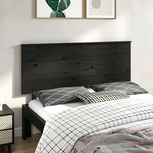 vidaXL Cabecero de cama madera maciza de pino negro 144x6x82,5 cm