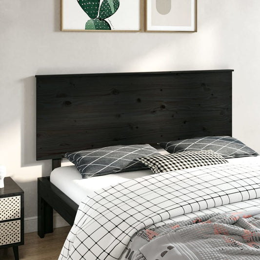 vidaXL Cabecero de cama madera maciza de pino negro 164x6x82,5 cm