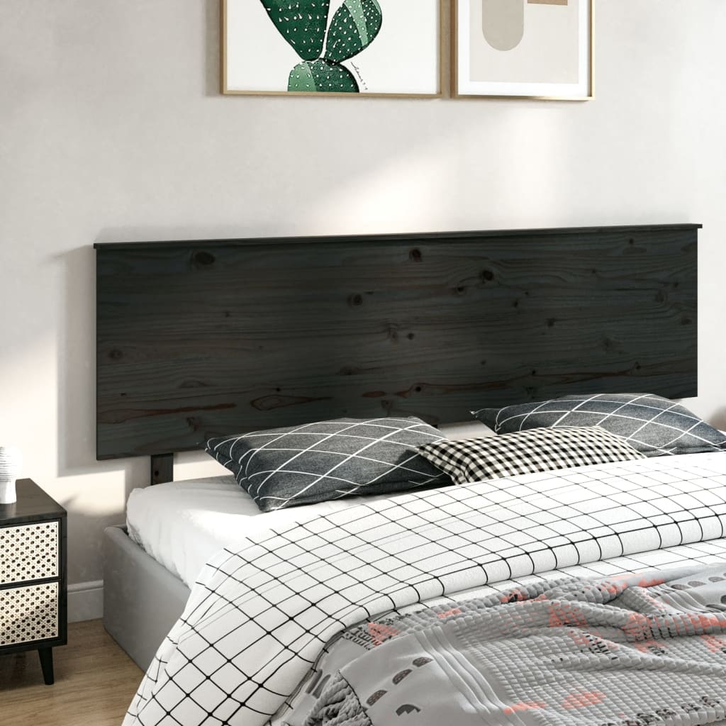 vidaXL Cabecero de cama madera maciza de pino negro 204x6x82,5 cm