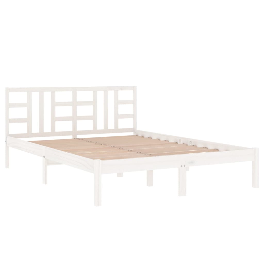 vidaXL Estructura de cama de madera maciza blanca 160x200 cm