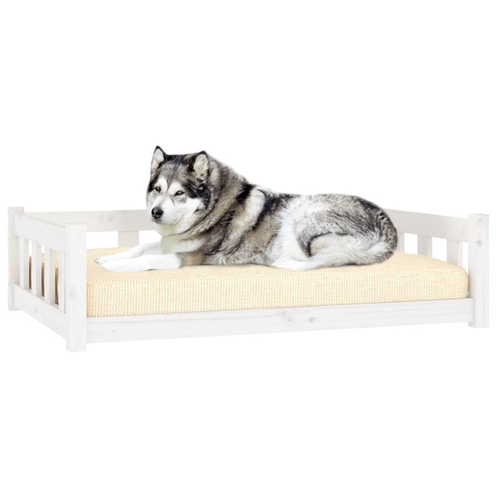 vidaXL Cama para perros madera maciza de pino blanco 105,5x75,5x28 cm
