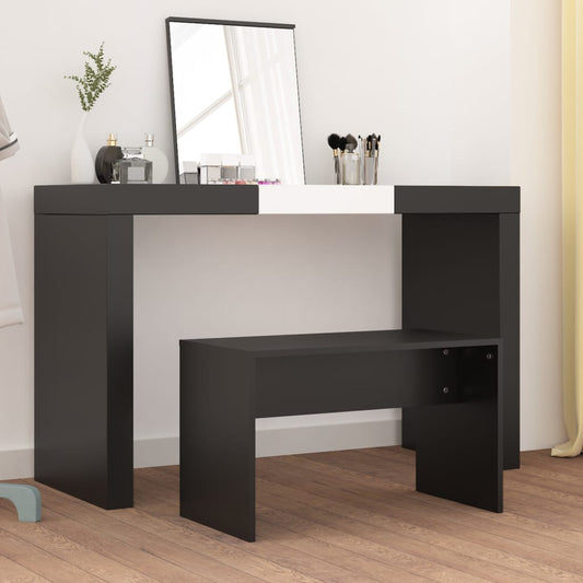 vidaXL Taburete de vestidor madera contrachapada negro 70x35x45 cm