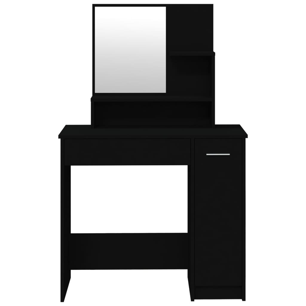 vidaXL Tocador con espejo negro 86,5x35x136 cm