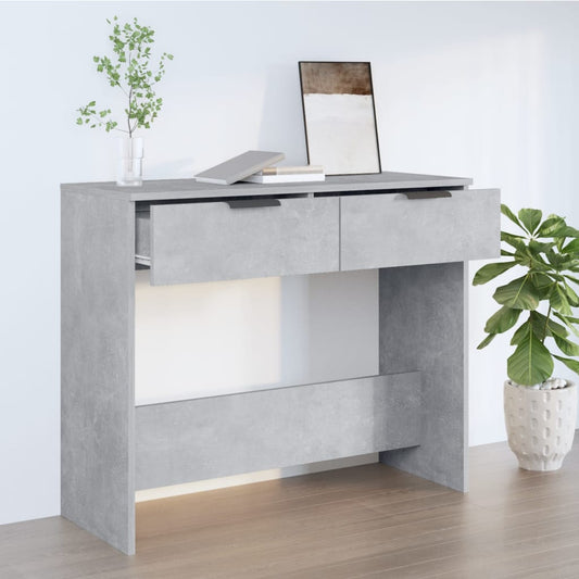 vidaXL Mesa consola de madera contrachapada gris hormigón 90x36x75 cm