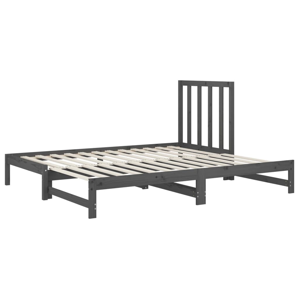 vidaXL Sofá cama extraíble madera maciza de pino gris 2x(90x190) cm