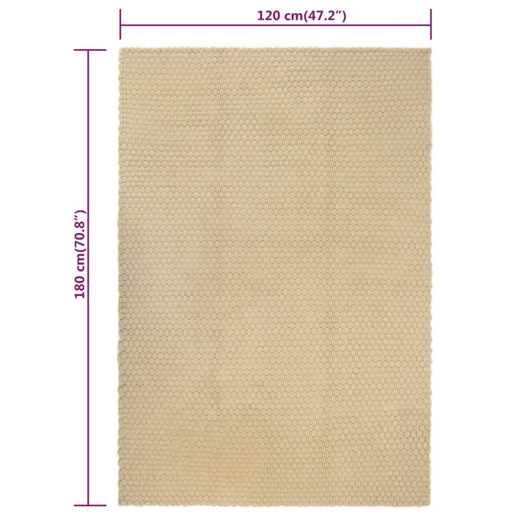 vidaXL Alfombra rectangular algodón natural 120x180 cm