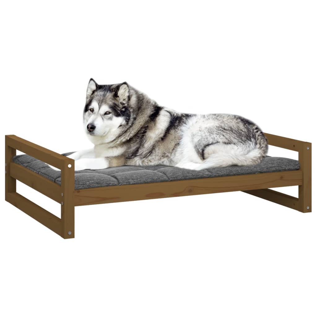 vidaXL Cama para perros madera de pino marrón miel 105,5x75,5x28 cm