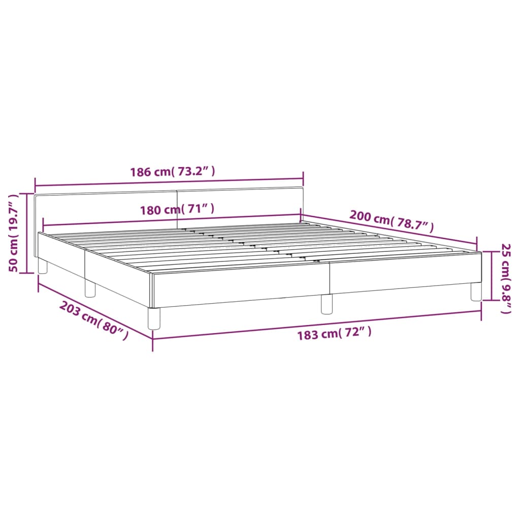 vidaXL Estructura de cama con cabecero de tela color crema 180x200 cm