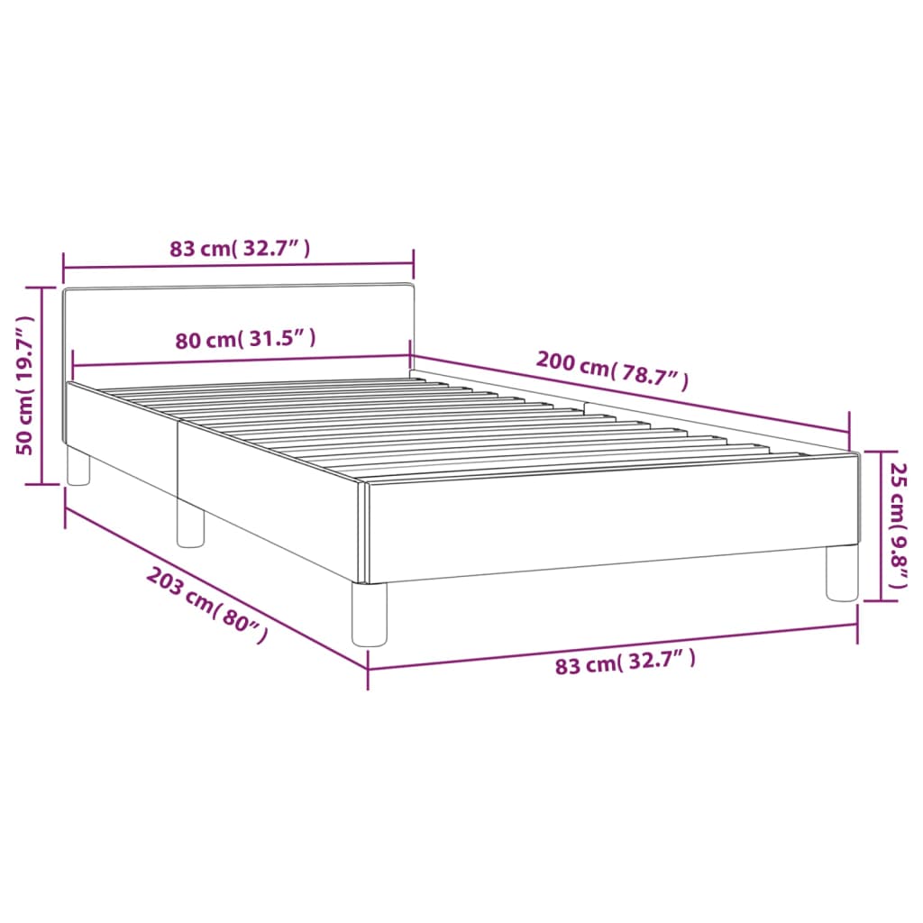 vidaXL Estructura de cama cabecero cuero sintético capuchino 80x200cm