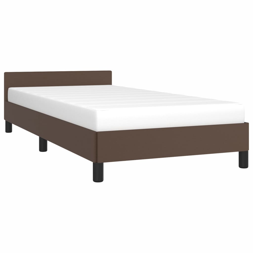 vidaXL Estructura de cama cabecero cuero sintético marrón 100x200 cm
